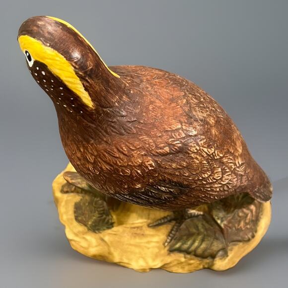 VTG Quail Set 8.5" Holland Mold Pottery Hand Painted Ceramic Art Birds Glass - Picture 5 of 8